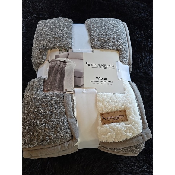 Koolaburra by UGG Wiona Classic Sherpa Throw Blanket Stone Grey Melange 50"x70" - Picture 1 of 8